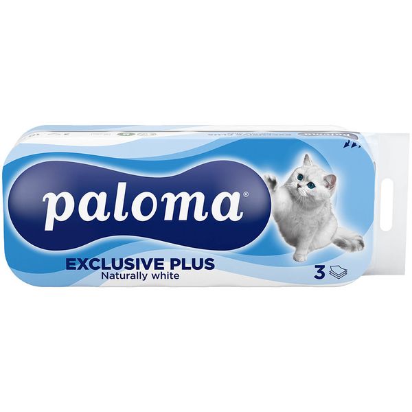 Туалетная бумага Paloma Exclusive Plus Naturally white, 3 слоя (10 рулонов) 3838952027670 фото