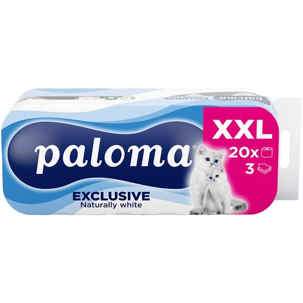 Туалетная бумага Paloma Exclusive XXL Naturally white, 3 слоя (20 рулонов) 3838952034005 фото