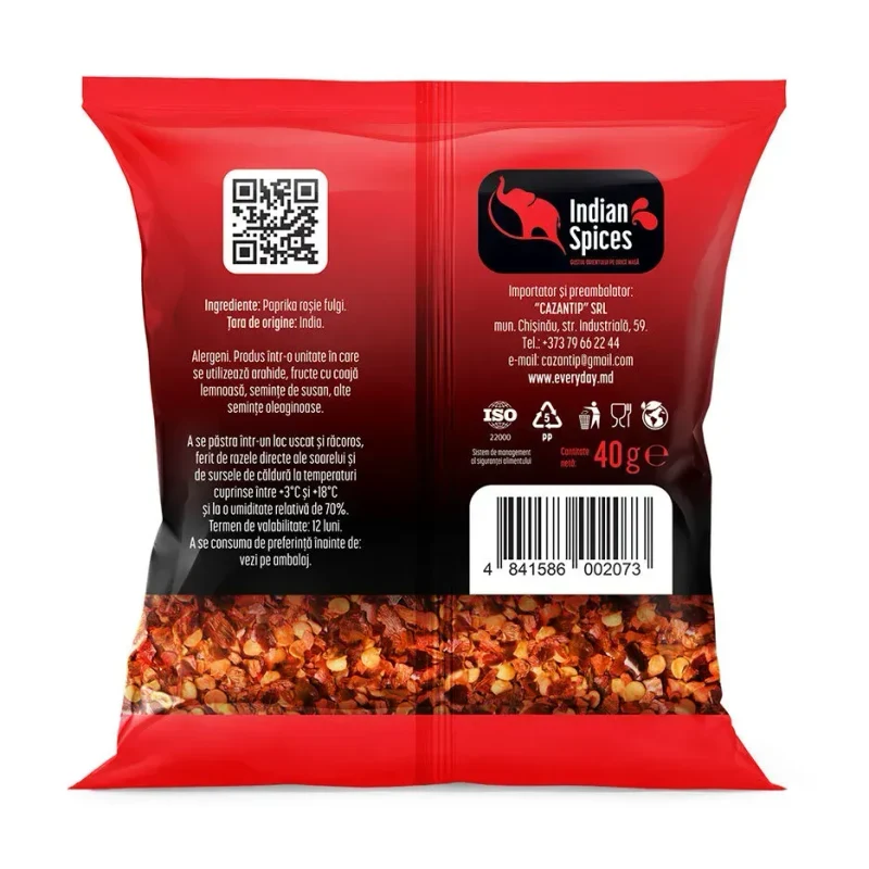Paprika roșie, fulgi, 40g 2