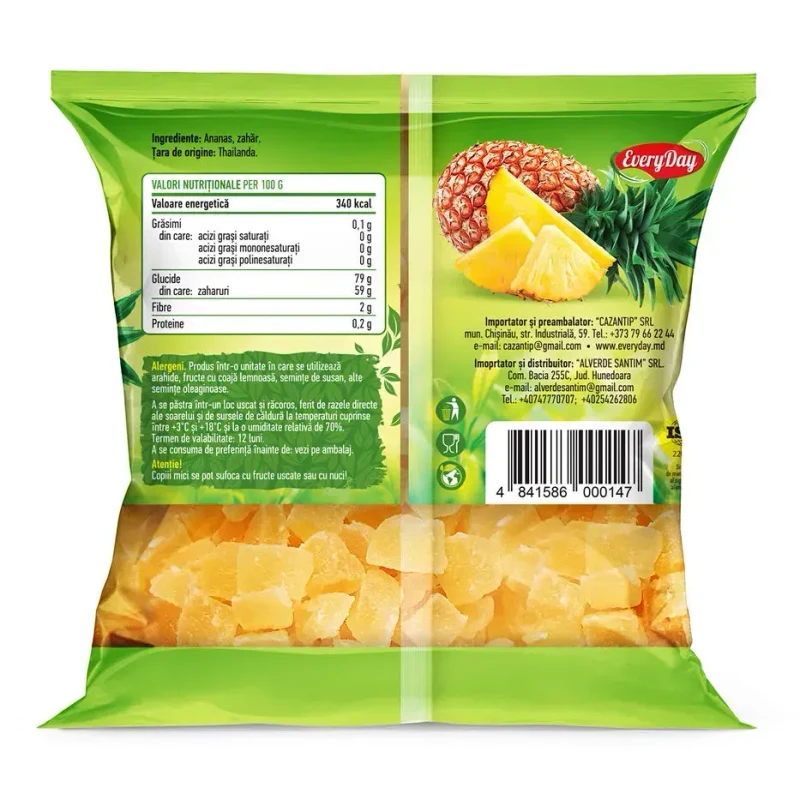 Ananas confiat, cubuțete, 90g 2