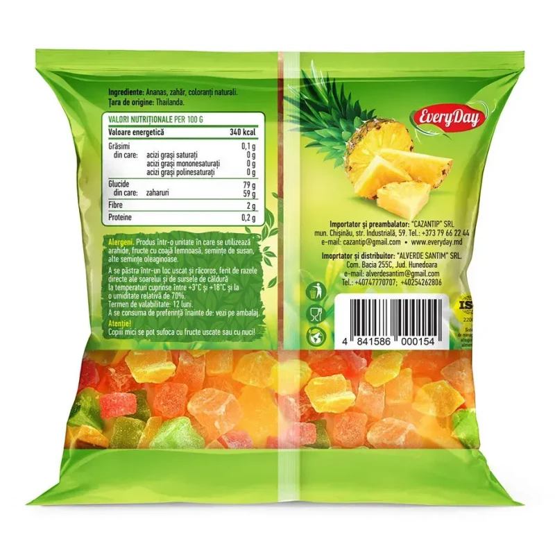 Ананас сушеный, кубик, цветной, 90г 2