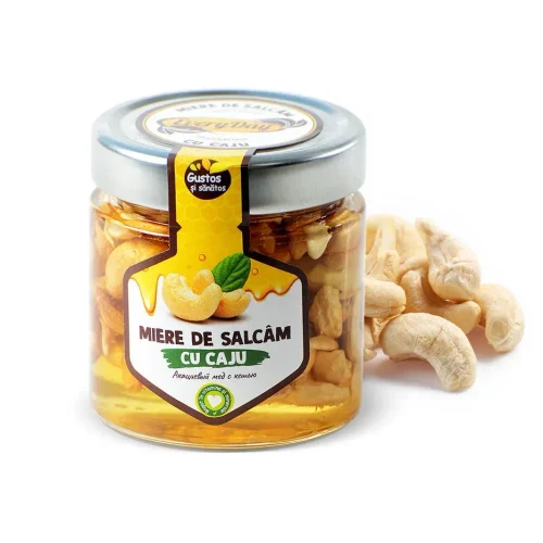 Miere de salcâm cu nuci de caju