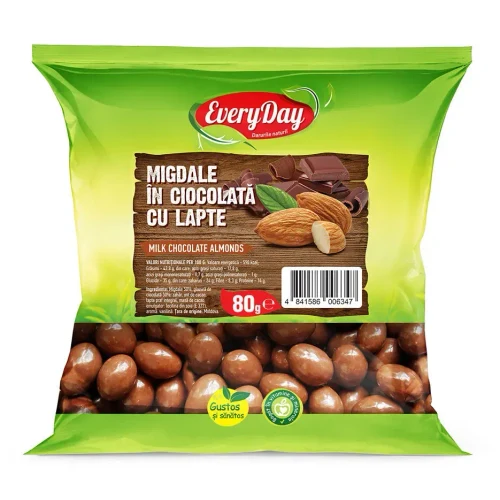 Migdale în ciocolată cu lapte, 80g